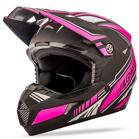 YOUTH MX-46Y OFF-ROAD UNCLE HELMET MATTE BLACK/PINK YM G3467401 F.TC-14 image 1