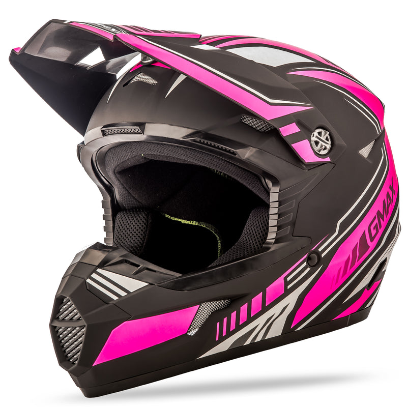 Load image into Gallery viewer, YOUTH MX-46Y OFF-ROAD UNCLE HELMET MATTE BLACK/PINK YL G3467402 F.TC-14 image 1
