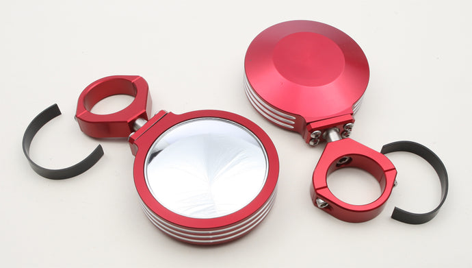 BILLET SIDE MIRRORS ROUND RED 1.75