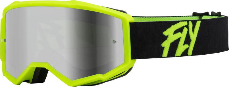 Load image into Gallery viewer, YOUTH ZONE GOGGLE BLACK/HI-VIS W/ SILVER MIRROR/SMOKE LENS 37-51720 image 1
