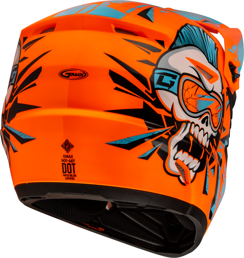 Load image into Gallery viewer, YOUTH MX-46Y UNSTABLE HELMET HI VIS ORANGE/BLUE YL D3465212 image 4
