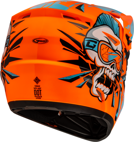 YOUTH MX-46Y UNSTABLE HELMET HI VIS ORANGE/BLUE YL D3465212 image 4