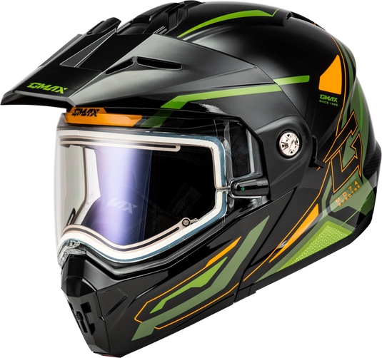 MD-74S SPECTRE SNOW HELMET W/ ELEC SHIELD BLACK/GREEN LG M107421096 image 1