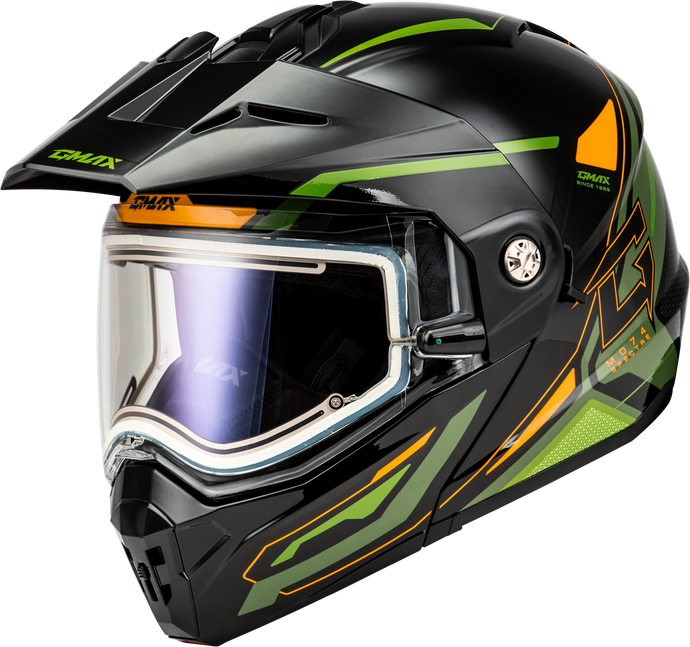 MD-74S SPECTRE SNOW HELMET W/ ELEC SHIELD BLACK/GREEN XL M107421097 image 1