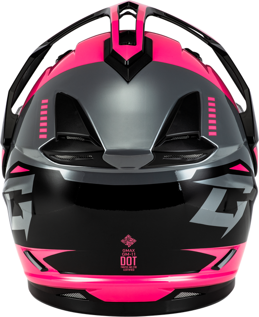GM-11S RONIN SNOW HELMET W/ ELEC SHIELD BLACK/GREY/PINK LG A41151266 image 2