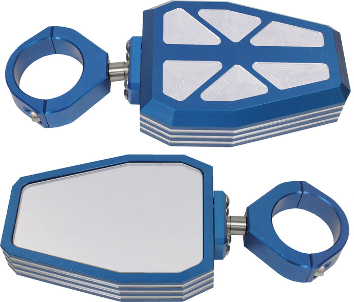 BILLET SIDE MIRRORS DIAMOND BLUE 1.75