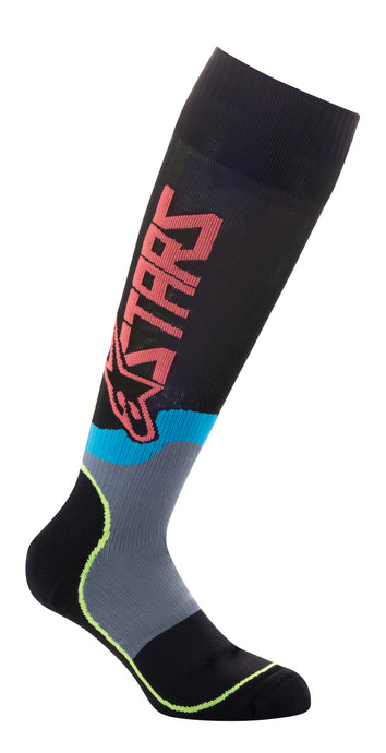 YOUTH MX PLUS-2 SOCKS BLACK/YELLOW FLUO/CORAL MD/LG 4741920-1534-M/L image 1