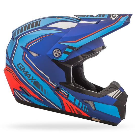 MX-46 OFF-ROAD UNCLE HELMET MATTE BLUE/HI-VIS RED MD G3467725 TC-25 image 2