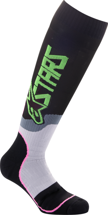YOUTH MX PLUS-2 SOCKS BLK/GRN NEON/PINK FLUO MD/LG 4741920-1669-M/L image 1