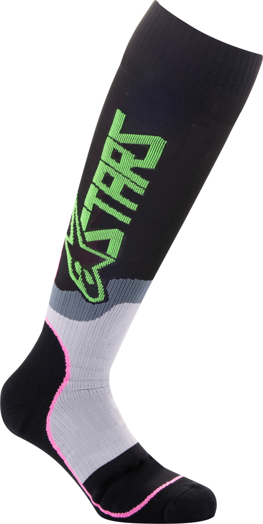 YOUTH MX PLUS-2 SOCKS BLK/GRN NEON/PINK FLUO MD/LG 4741920-1669-M/L image 1