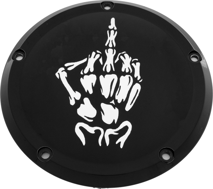 7   M8 FLT/FLH DERBY COVER BONE FINGER BLACK SKUL24-46BG image 1