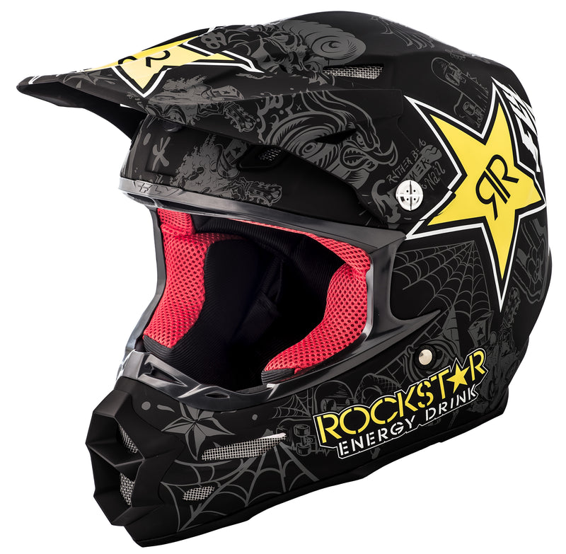 Load image into Gallery viewer, F2 CARBON ROCKSTAR HELMET MATTE BLACK/CHARCOAL/YELLOW 2X 73-4076-6-2X image 1
