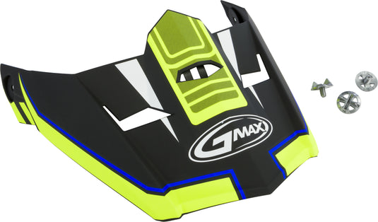 VISOR W/SCREWS UNCLE MX-46 MATTE BLK/HI-VIS YLW/BLUE M-3X G046826 image 1