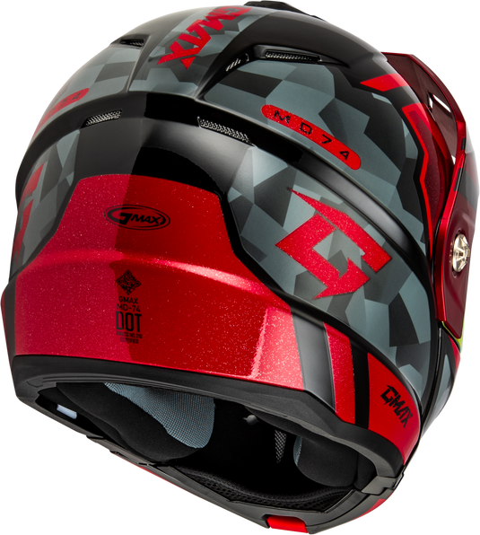 MD-74 STRIKER MODULAR HELMET W RED SHIELD BLK/GRY/RD MTLC XL M17411157 image 4