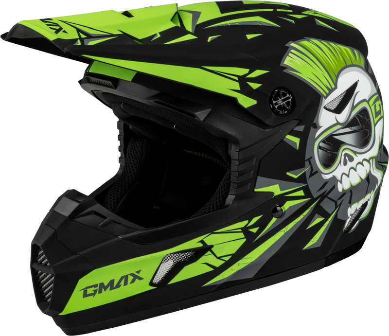 Load image into Gallery viewer, YOUTH MX-46Y UNSTABLE HELMET MATTE BLACK/GREEN YS D3465220 image 1
