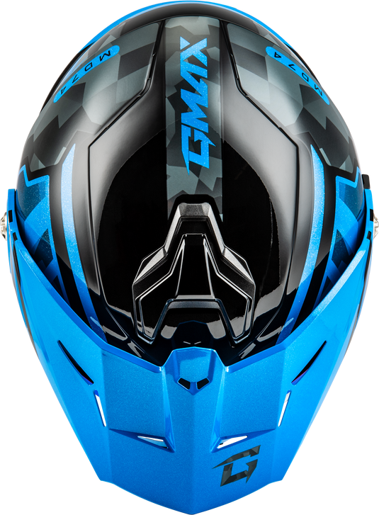 MD-74 STRIKER MODULAR HELMET W/BLU SHLD BLK/GRY/BLU MTLC XS M17411243 image 3