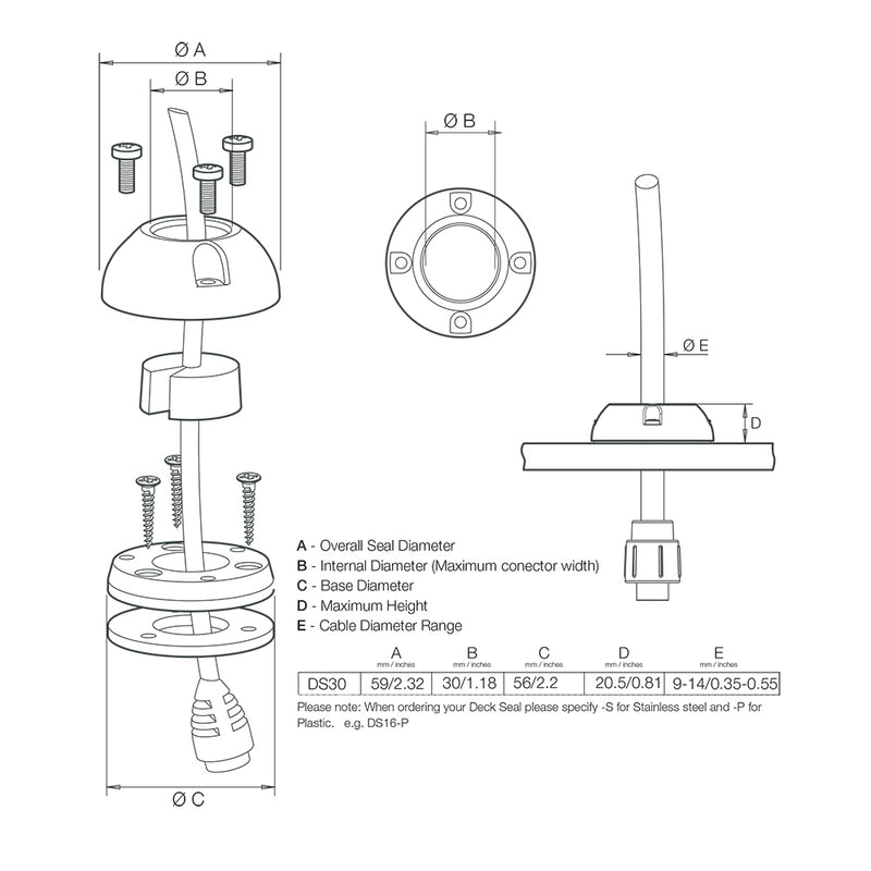 Load image into Gallery viewer, Scanstrut DS30-S Vertical Cable Seal - Stainless Steel [DS30-S]
