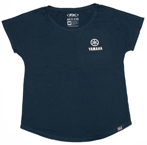 FACTORY EFFEX YAMAHA TUNING FORK WOMENS DOLMAN SHIRT / NAVY L