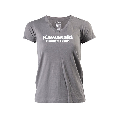 KAWASAKI RACING WOMEN'S V-NECK T-SHIRT / CHARCOAL GRAY (M)