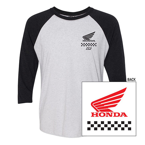 HONDA WING MEN'S BASEBALL SHIRT / WHITE-BLACK (XL)