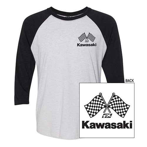 KAWASAKI FINISH LINE MEN'S BASEBALL SHIRT / WHITE-BLACK (XL)