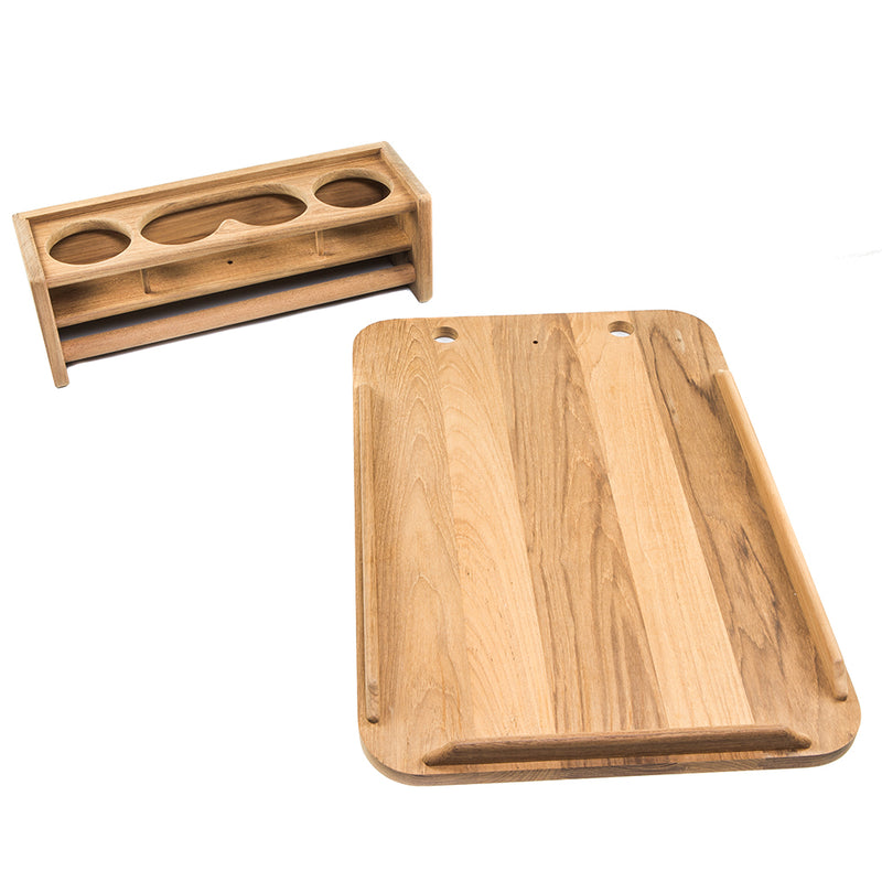 Load image into Gallery viewer, Whitecap Teak Drinkholder w/Removable Cockpit Table Top - Holds 4 Glasses [61394C]
