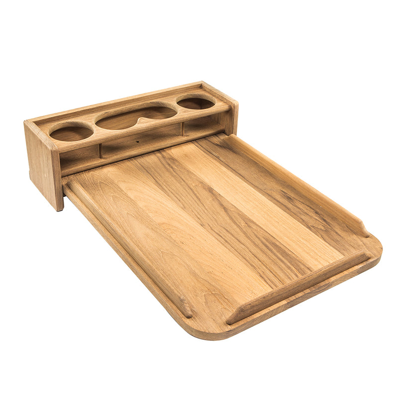 Load image into Gallery viewer, Whitecap Teak Drinkholder w/Removable Cockpit Table Top - Holds 4 Glasses [61394C]
