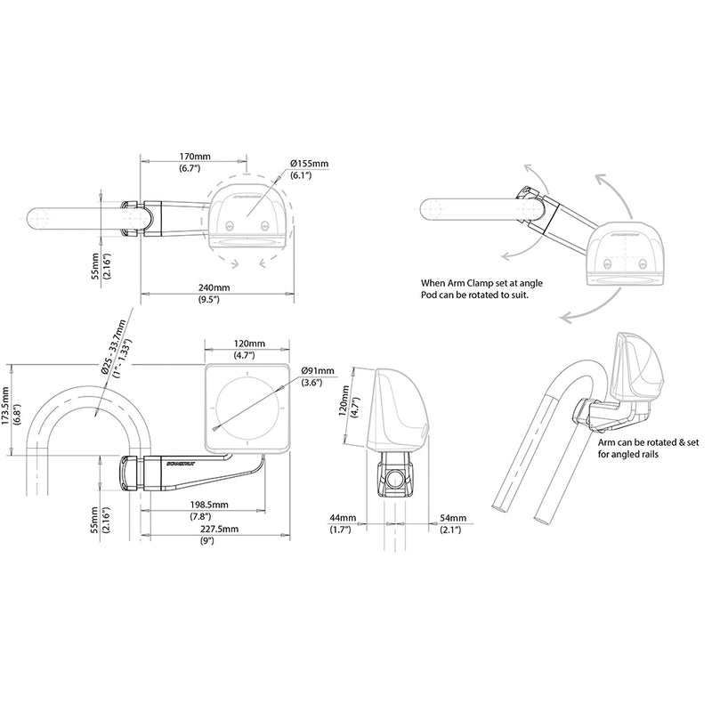 Load image into Gallery viewer, Scanstrut Scanpod Single Instrument Pod -Precut- Arm Mounted - Fits 1&quot; - 1.3&quot; Rails [SPR-1I-AM]
