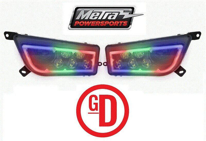 EXTREME LED HALO HEADLIGHTS FOR 2015 POLARIS RZR 900 BLUETOOTH COLOR CHANGE