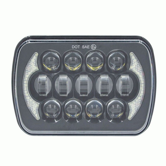 5x7 Rectangle Sealed Beam Headlight LED Headlight Black Housing Set of 2