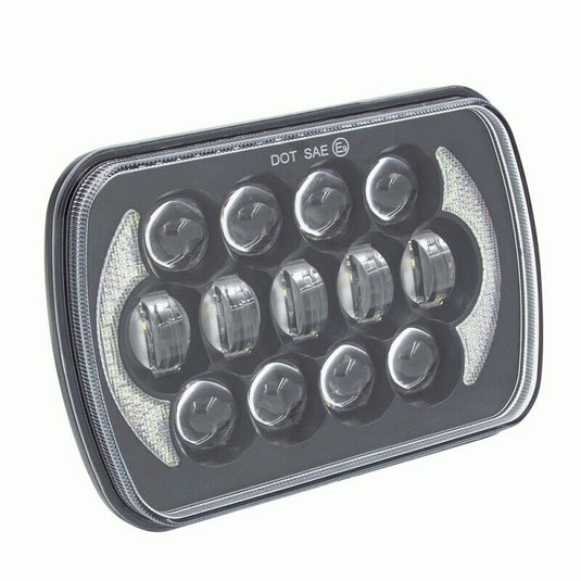 5x7 Rectangle Sealed Beam Headlight LED Headlight Black Housing Set of 2