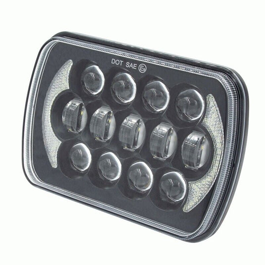 5x7 Rectangle Sealed Beam Headlight LED Headlight Black Housing Set of 2