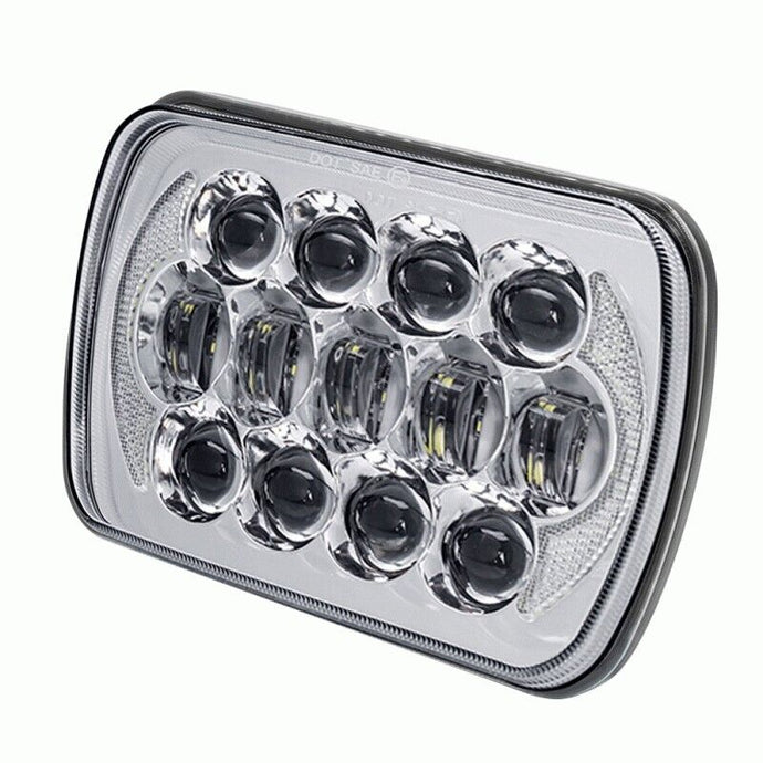 5x7 Rectangle Sealed Beam Headlight LED Headlight Chrome Housing Set of 2