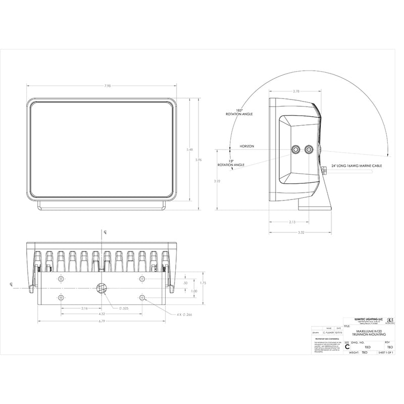 Load image into Gallery viewer, Lumitec Maxillume h120 - Trunnion Mount Flood Light - White Housing - White Dimming [101346]
