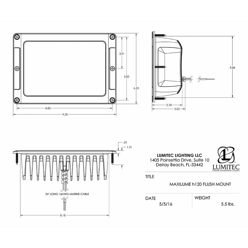 Load image into Gallery viewer, Lumitec Maxillume h120 - Flush Mount Flood Light - White Housing - White Dimming [101348]
