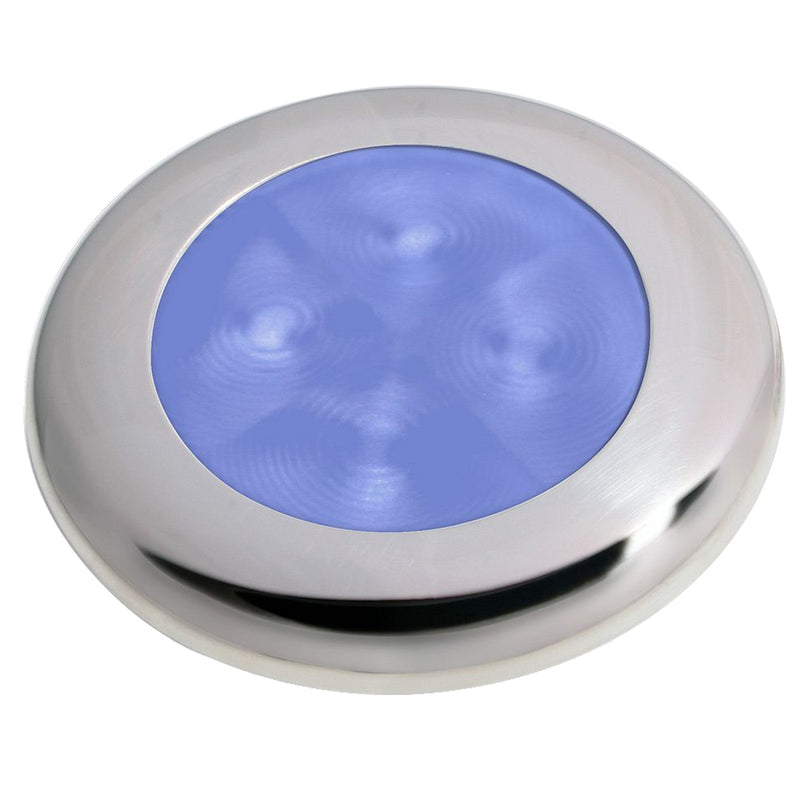 Load image into Gallery viewer, Hella Marine Slim Line LED &#39;Enhanced Brightness&#39; Round Courtesy Lamp - Blue LED - Stainless Steel Bezel - 12V [980502221]
