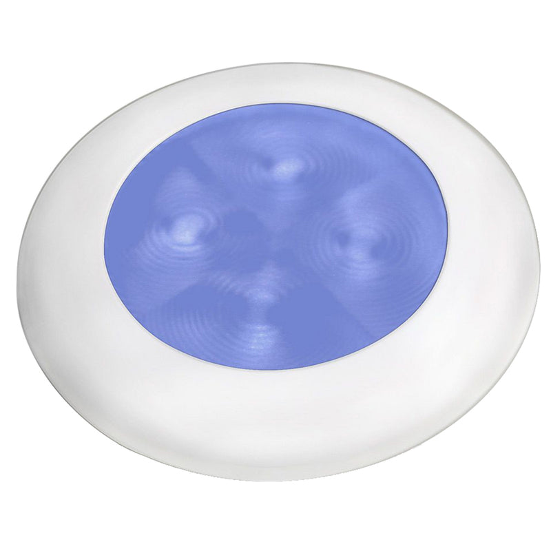 Load image into Gallery viewer, Hella Marine Slim Line LED &#39;Enhanced Brightness&#39; Round Courtesy Lamp - Blue LED - White Plastic Bezel - 12V [980502241]
