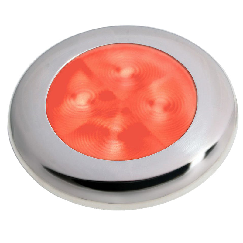 Load image into Gallery viewer, Hella Marine Slim Line LED &#39;Enhanced Brightness&#39; Round Courtesy Lamp - Red LED - Stainless Steel Bezel - 12V [980507221]
