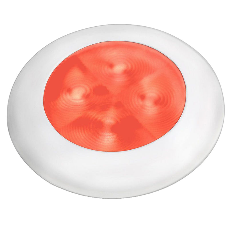 Load image into Gallery viewer, Hella Marine Slim Line LED &#39;Enhanced Brightness&#39; Round Courtesy Lamp - Red LED - White Plastic Bezel - 12V [980507241]
