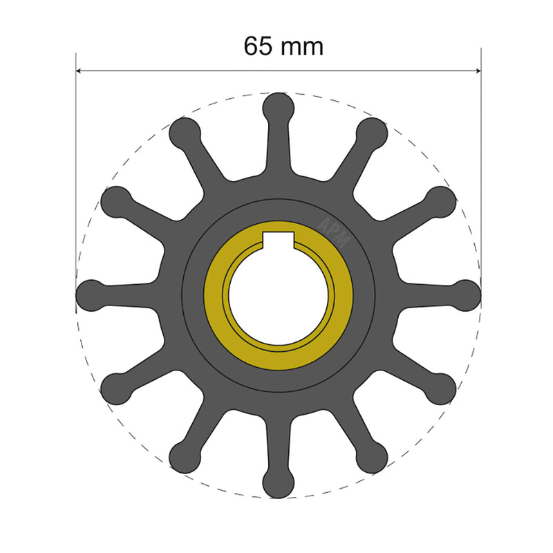 Load image into Gallery viewer, Albin Group Premium Impeller Kit 65 x 15.8 x 41.5mm - 12 Blade - Key Insert [06-01-018]
