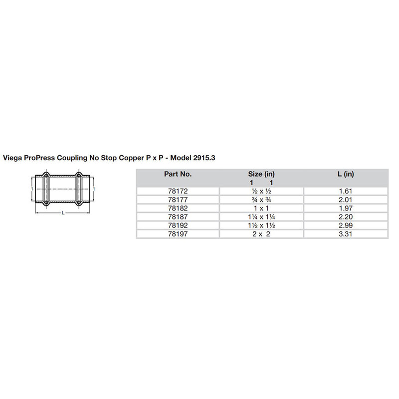 Load image into Gallery viewer, Viega ProPress 2&quot; Copper Coupling w/o Stop - Double Press Connection - Smart Connect Technology [78197]
