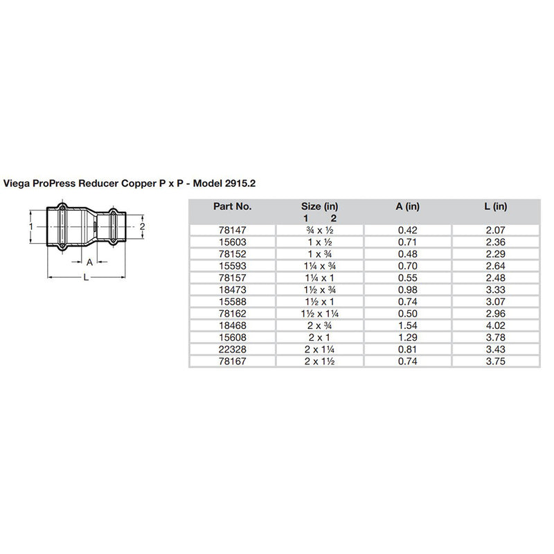 Load image into Gallery viewer, Viega ProPress 2&quot; x 1-1/2&quot; Copper Reducer - Double Press Connection - Smart Connect Technology [78167]
