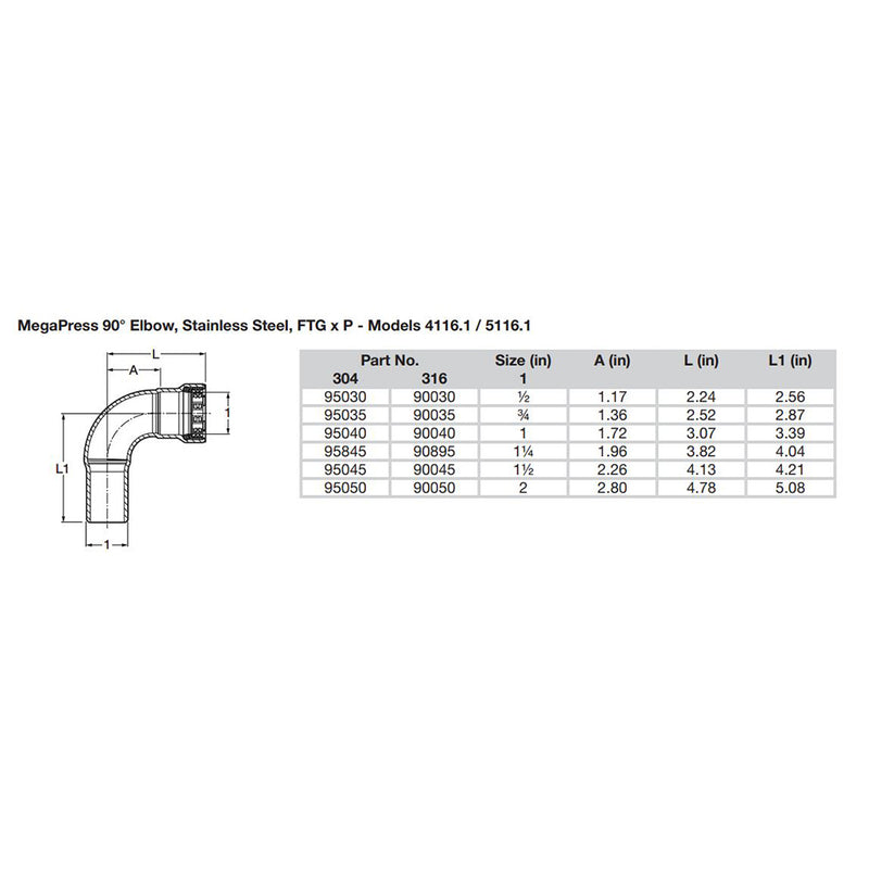 Load image into Gallery viewer, Viega MegaPress 1&quot; 90 Stainless Steel 304 Elbow Street - Press Connection - Smart Connect Technology [95040]
