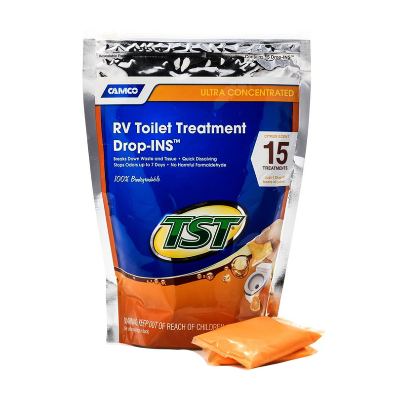 Load image into Gallery viewer, Camco TST Orange RV Toilet Treatment Drop-Ins *15-Pack [41189]
