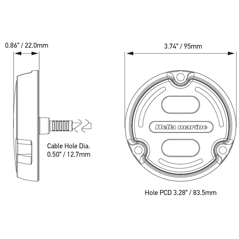 Load image into Gallery viewer, Hella Marine Apelo A2 Blue White Underwater Light - 3000 Lumens - Black Housing - Charcoal Lens w/Edge Light [016147-001]
