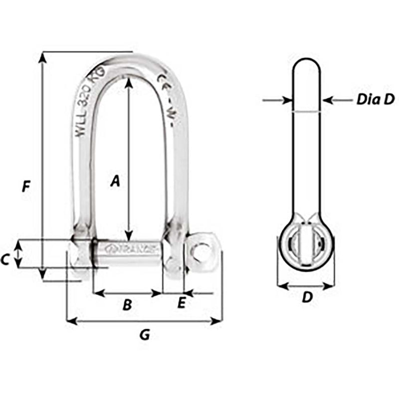 Load image into Gallery viewer, Wicahrd Self-Locking Long D Shackle - Diameter 5mm - 3/16&quot; [01212]
