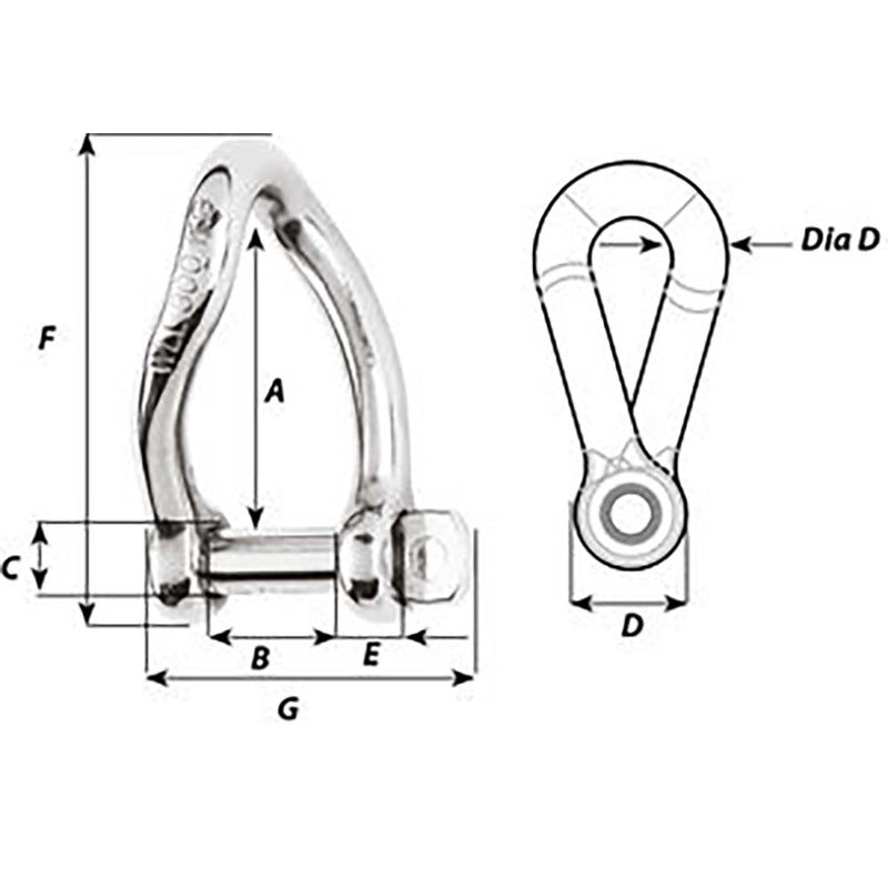 Load image into Gallery viewer, Wichard Self-Locking Twisted Shackle - Diameter 6mm - 1/4&quot; [01223]
