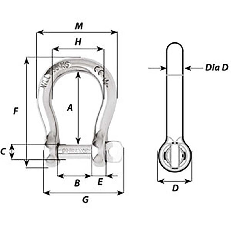 Load image into Gallery viewer, Wichard Self-Locking Bow Shackle - Diameter 6mm - 1/4&quot; [01243]
