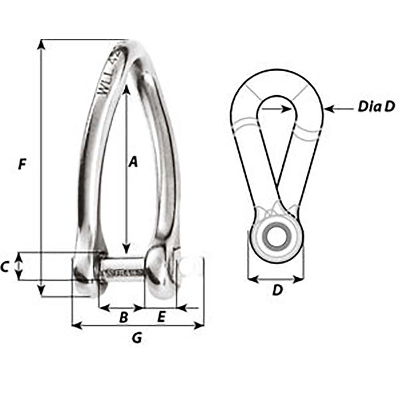 Load image into Gallery viewer, Wichard Captive Pin Twisted Shackle - Diameter 5mm - 3/16&quot; [01422]
