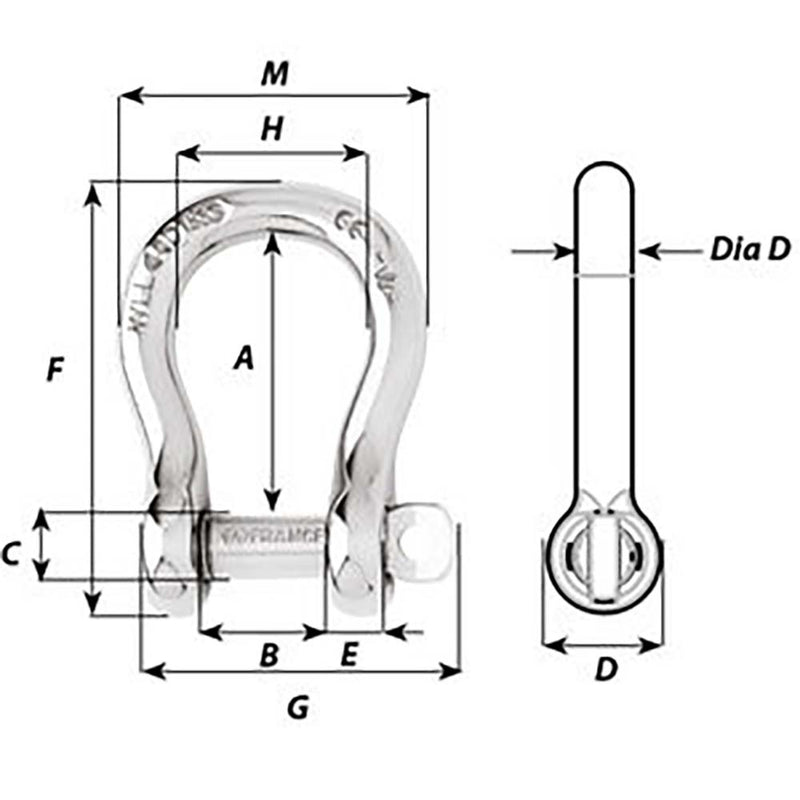 Load image into Gallery viewer, Wichard Captive Pin Bow Shackle - Diameter 6mm - 1/4&quot; [01443]
